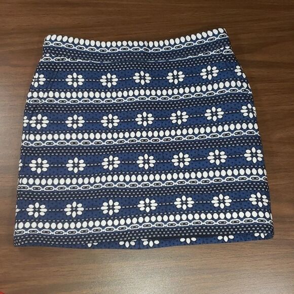 J. Crew Floral‎ Jacquard Mini Skirt Blue with POCKETS! Size 2 - Picture 2 of 5